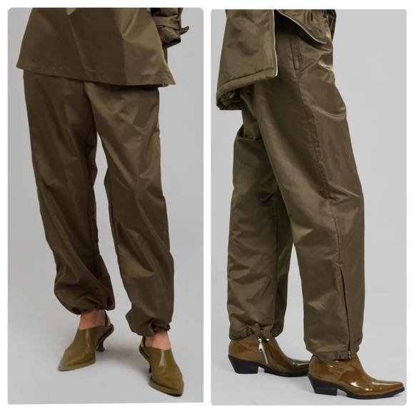 The Frankie Shop Pants - The Frankie Shop Women’s Kevin Track Pants Size Large Khaki Brown Nylon Jogger